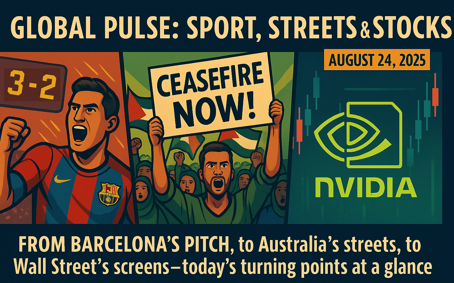 🔥 Global Pulse: Sport, Streets & Stocks – August 24, 2025 🔥