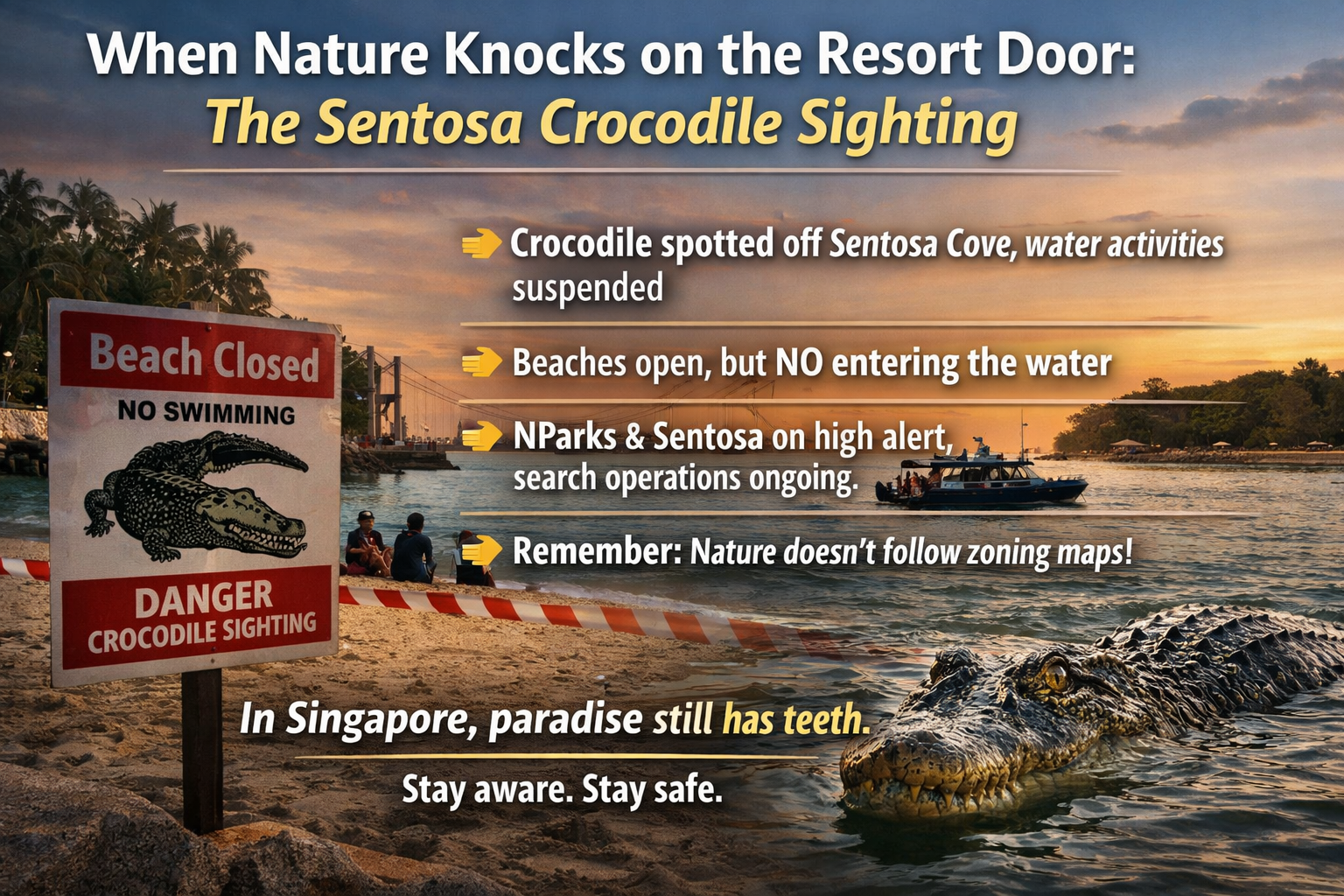 No Swimming Today: Crocodile Checked In First